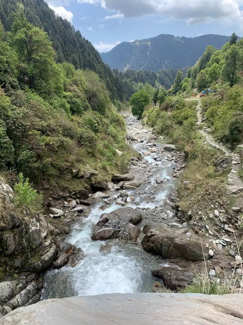 Green mountain valley and Himalayan landscape around Bir Billing